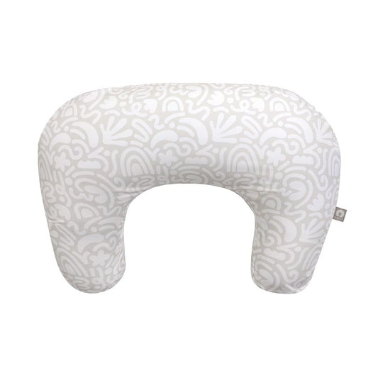 Boppy Nursing Pillow - Ergonomic Bottle & Breastfeeding Pillow with High, Firm, Large Area, Water-Repellent Cushion with Washable Cover; Baby Safety Alliance Verified - Cream Retro Squiggles