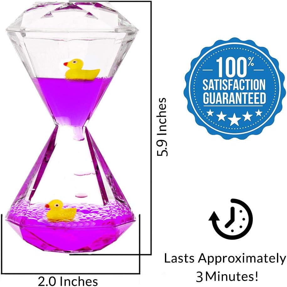 YUE Motion Liquid Motion Bubbler Floating Sea Creatures, Diamond Shaped Liquid Timer for Fidget Toy,Autism Toys, Children Activity, Calming Relaxing and Home Ornament (Purple Liquid with Duck Toys)