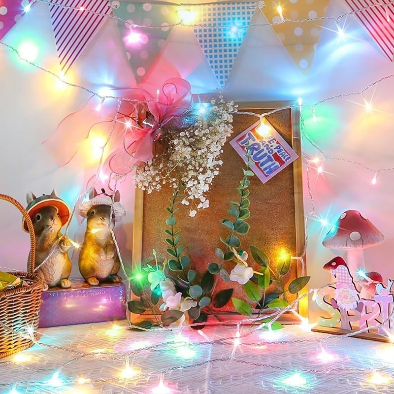 33ft Christmas Decorative Mini Lights, 100 LED Easter String Light Decoration, Easter Pastel Lights 11 Lighting Modes for Indoor Outdoor Xmas Tree Wedding Party Decoration (Multicolor)