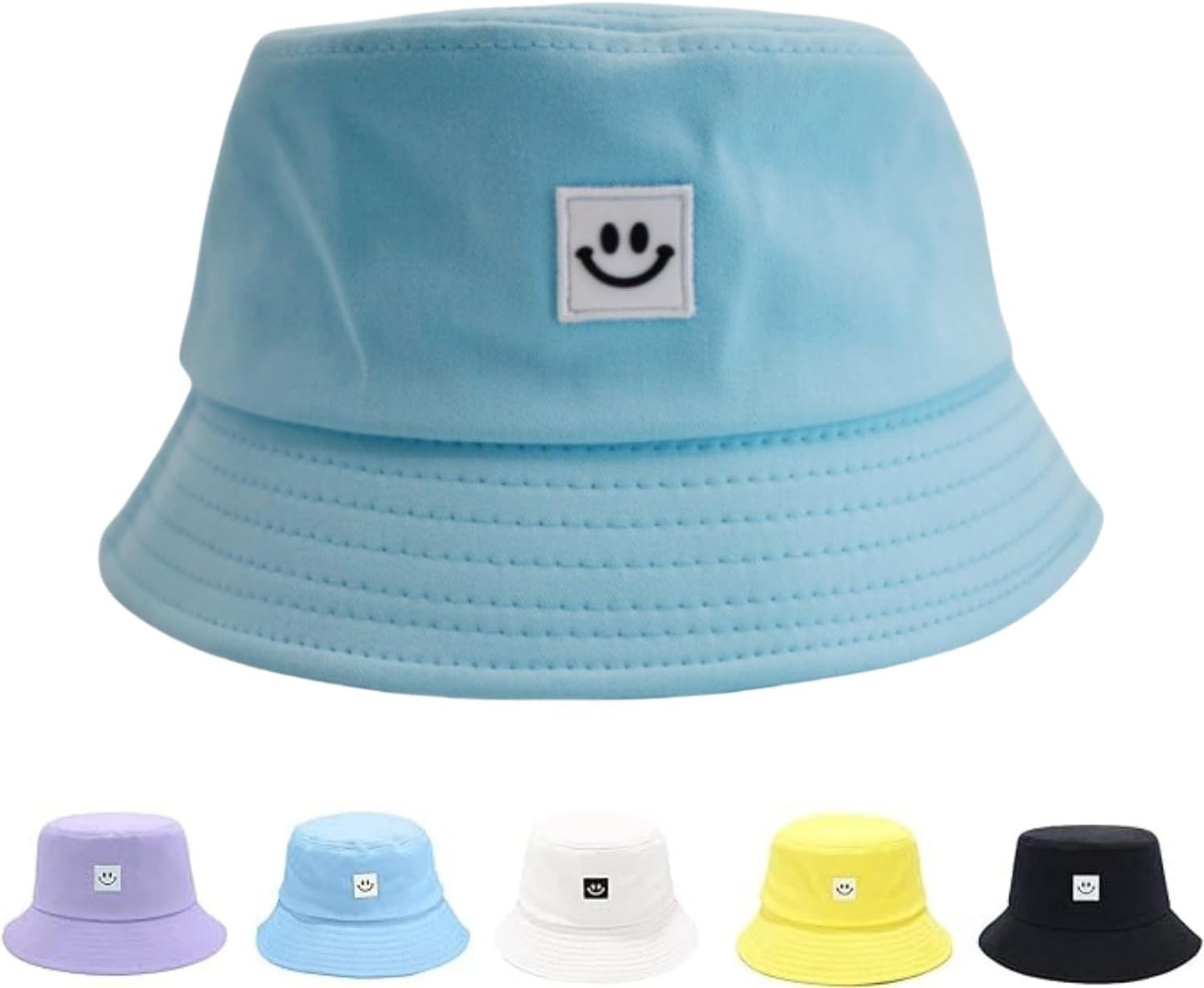 Kids Sun Hat Smile Face Bucket Hat for Girls Boys Summer Sun Protection Cotton Unisex Beach Cap