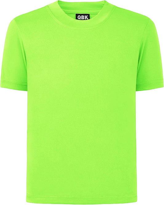 QBK 2T to Youth Neon Shirt Kids UPF 50+ Dry Fit Athletic Short Sleeve Rash Guard T Shirts for Boys Girls Sports Undershirt