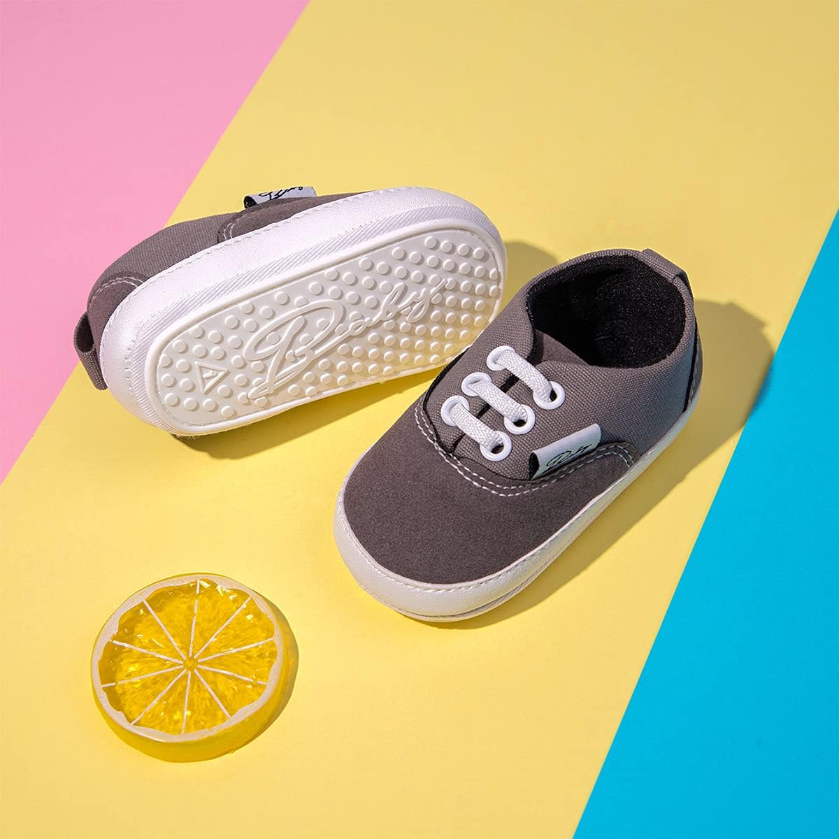 Morbido Infant Baby Boys Girls Canvas Sneaker Toddler Slip On Anti Skid Newborn First Walkers Candy Shoes for 0-18 Months