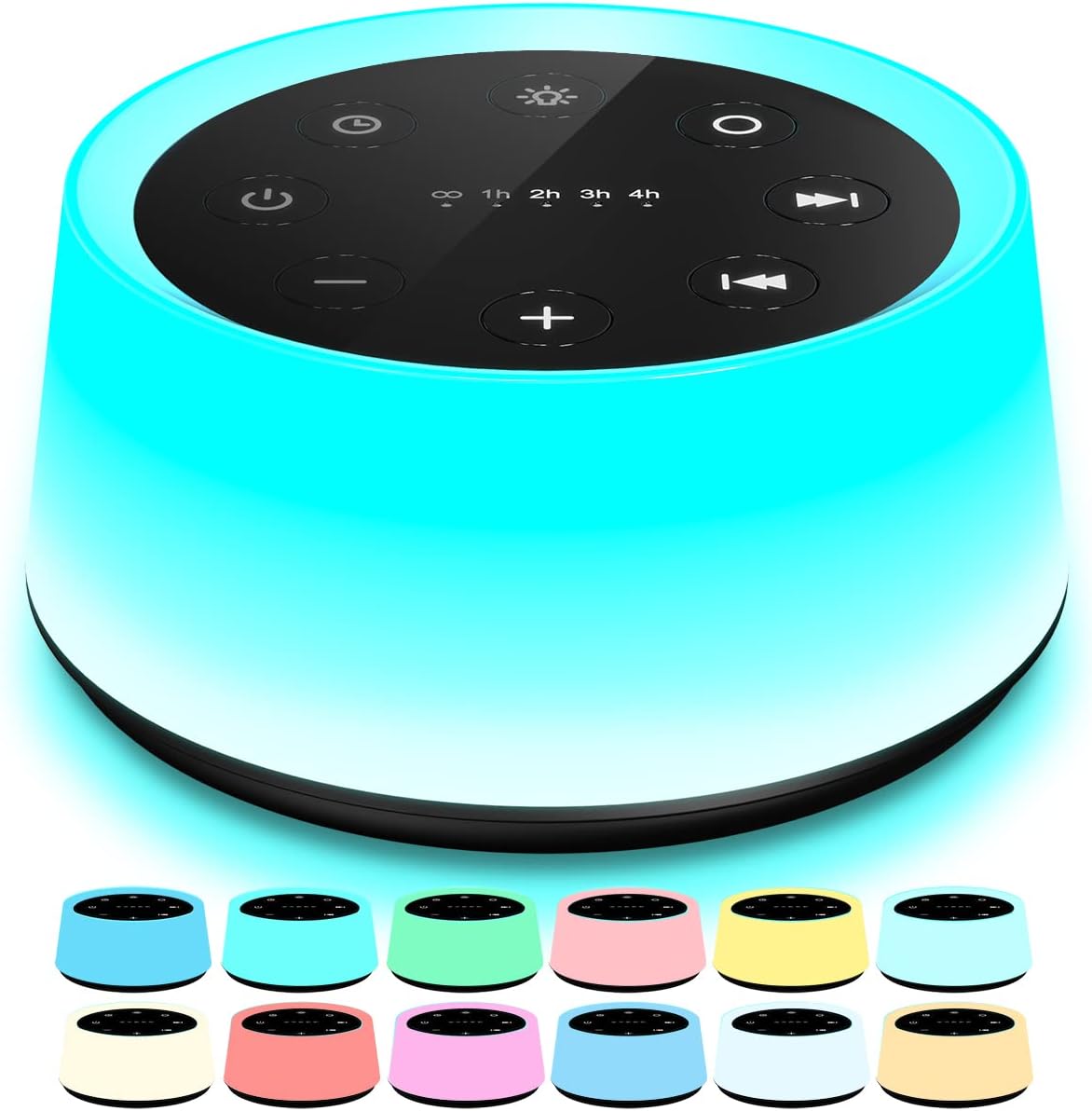 ColorsNoise Sound Machine and White Noise Machine with 30 Soothing Sounds with 12 Colors Baby Night Light with Memory Function (Black)