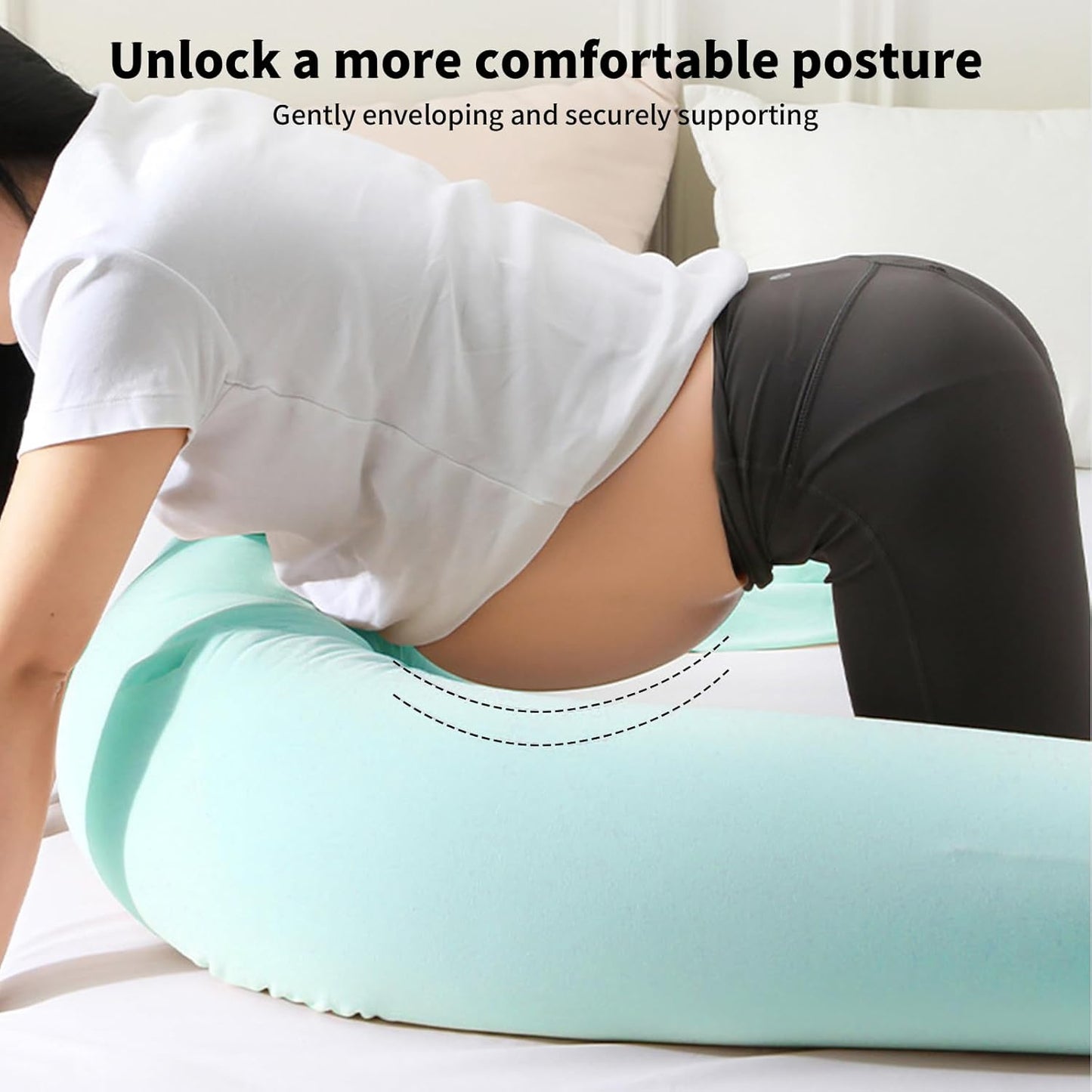 The Adjustable Pregnancy Pillows for Sleeping，Pregnancy Pillow Uses a Unique 5-Point Support，Turn Into Every Shaped Pregnant Pillow，Removable Maternity Pillows (Mist Blue, 55IN)