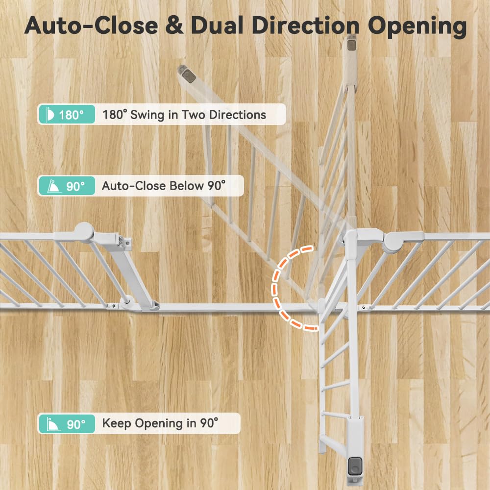 COMOMY 150" Extra Wide Baby Gate With Door - Auto Close Fence Play Area for House Doorways, Fireplace - Walk Through Pet Gate, Hardware Mounted, 6-Panels (30" Tall, White)