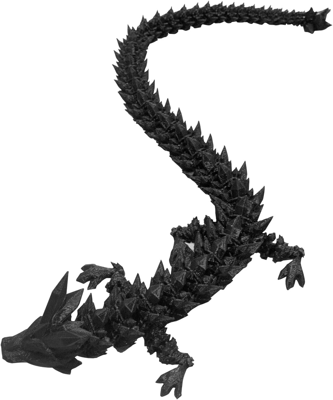 Dragon Eggs with Dragon Inside, 16.5 Inch Large 3D Printed Dragon Egg Articulated Dragon Crystal Dragon Executive Desk Toys Fidget Toy for Autism/ADHD (Black, only dragon)