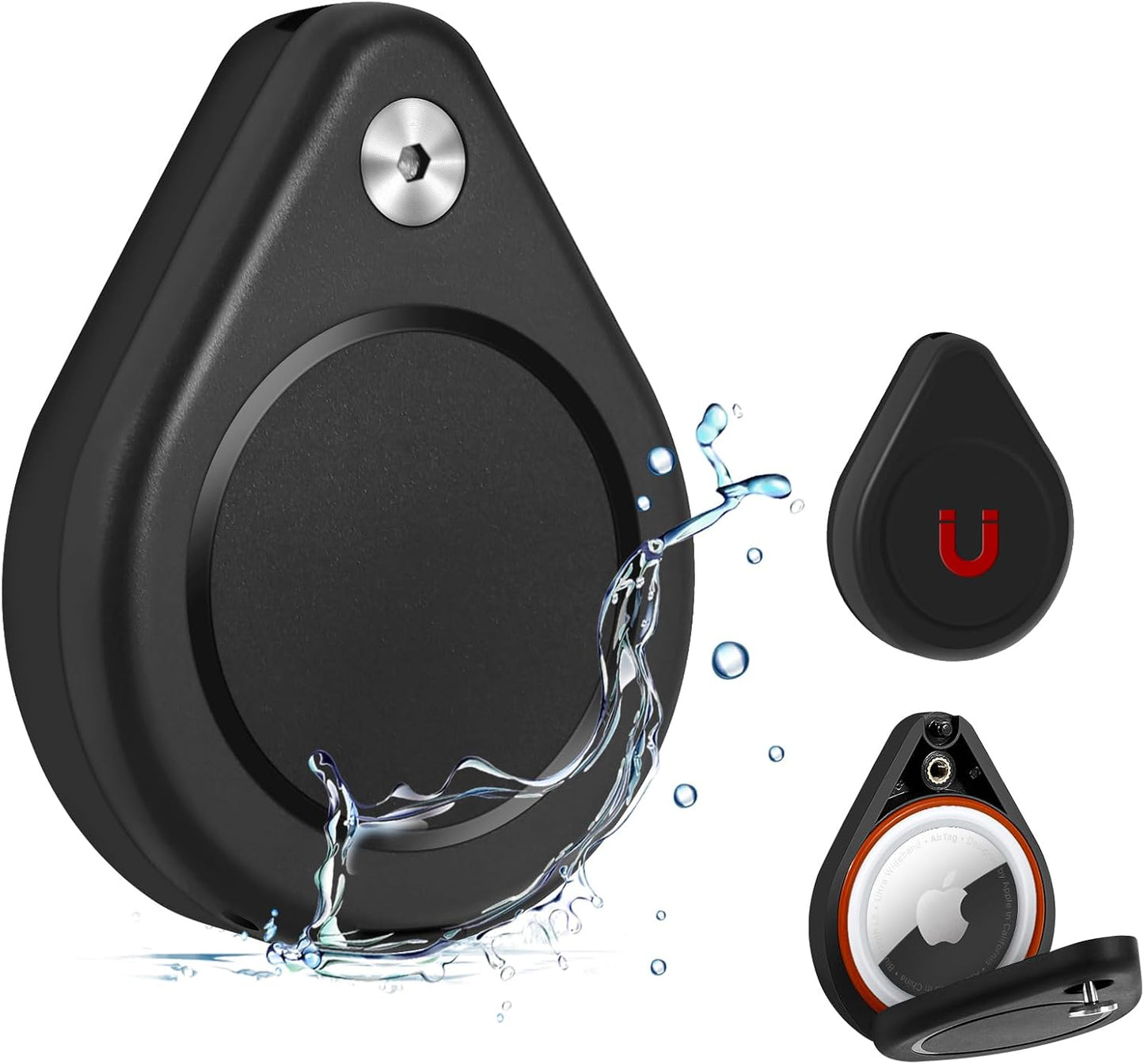 Ultra Magnetic AirTag Case-Waterproof AirTag Magnet Holder | The Secure Magnetic Lock AirTag Case, Discreet, Security Tool, AirTag Magnetic Case for Car, Truck, Skis and More(4pack,Black)