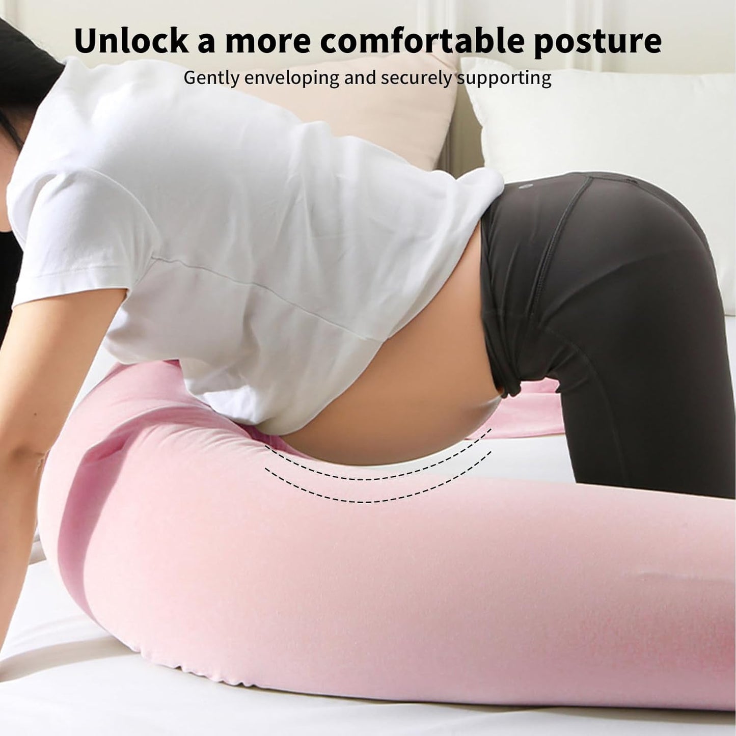The Adjustable Pregnancy Pillows for Sleeping，Pregnancy Pillow Uses a Unique 5-Point Support，Turn Into Every Shaped Pregnant Pillow，Removable Maternity Pillows (Pink, 55IN)