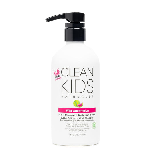 Gabriel Cosmetics Clean Kids Naturally Wild Watermelon 3-in-1 Shampoo, Cleanser & Bubble Bath (16 Fl Oz (1 Bottle), Watermelon 3-in-1)