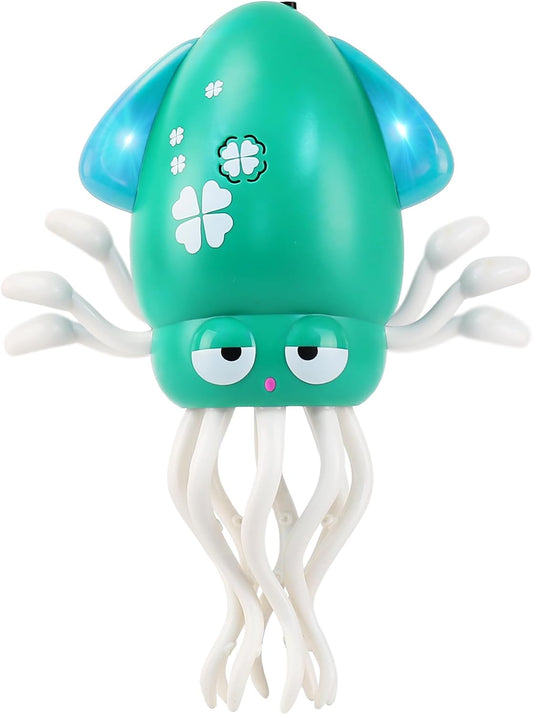 USB Rechargeable Dancing Octopus Baby Toy - Electric Crawling & Tummy Time Toy, Magical Musical Squid, Stress-Relief Desk Decor - Birthday for Kids Ages 1 2 3 4 5 6, Boys (Green)