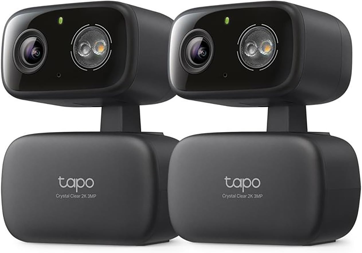 Tapo 2K 3MP Pan/Tilt Indoor/Outdoor Security Camera, Free Person/Baby Cry Detect & Track, 360° Pan, Color Night Vision, SD/Cloud Storage, Works w/Alexa & Google Home, HybridCam 360, Black (2-Pack)