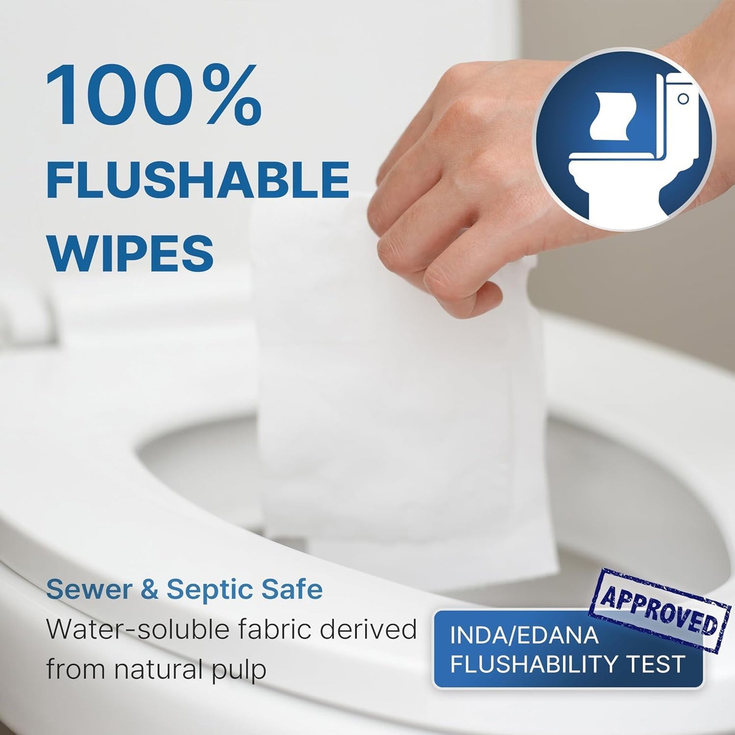 BEBESUP- Korea’s #1 Flushable Wipes- 100% Plant-Based Hypoallergenic Biodegradable 99% Water-Based Extra-Thick Organic Wipes Unscented for sensitive skin Flip-Top (48 Count 1 Pack)