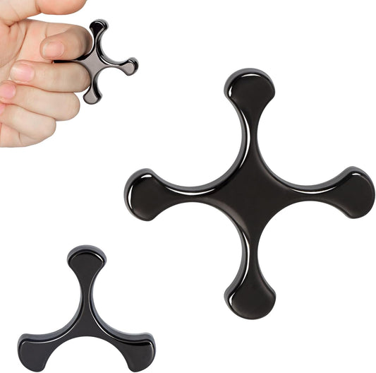 Metal Finger Fidget Flipper 2Pack - Quiet Fidget Toys Adults - Premium Fidget Roller Stim Toys for Adults - Stocking Stuffer & Top Gadget Gift Idea (Black Nickle)