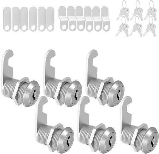 6 Pcs Cabinet Lock with Key Mailbox Locks with Keys, Cam Locks 1-1/8" Keyed Alike, Barrel Desk Drawer Lock for Drawers and Cabinets, Zinc Alloy