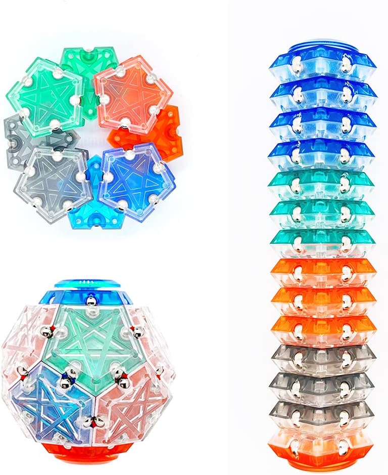 Magnetic Fidget Spinner Toys 14-Piece Set，Puzzle Balls Building Blocks，Stress Reduction and Anxiety Relief Hand Spinner for Adults Kids…