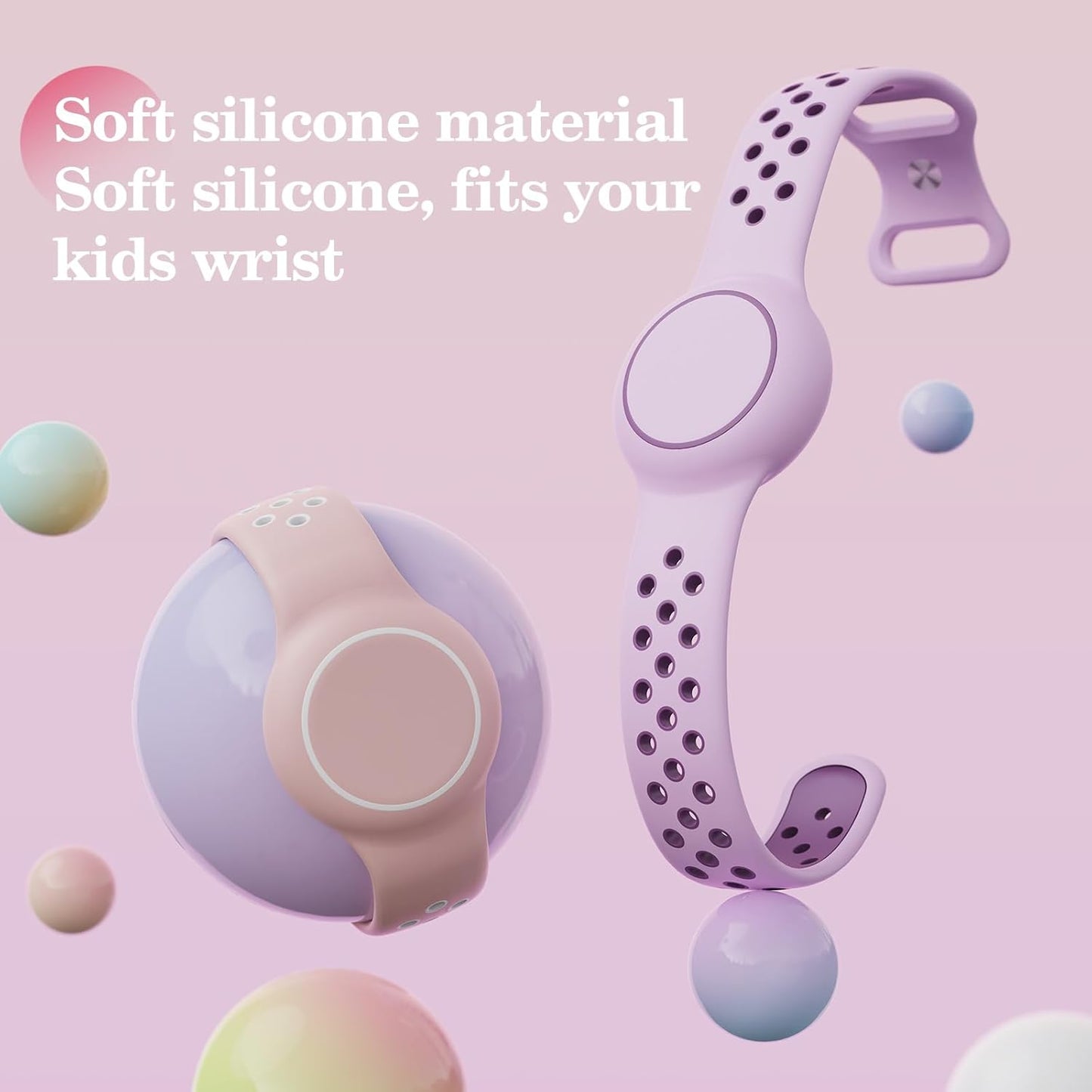 Waterproof Bracelets Compatible with AirTag for Kids, 2 Packs Silicone Holder with Hidden Cover Design Wristband Compatible with AirTag for Child, Breathable GPS Tracker Holder for Kids PWP