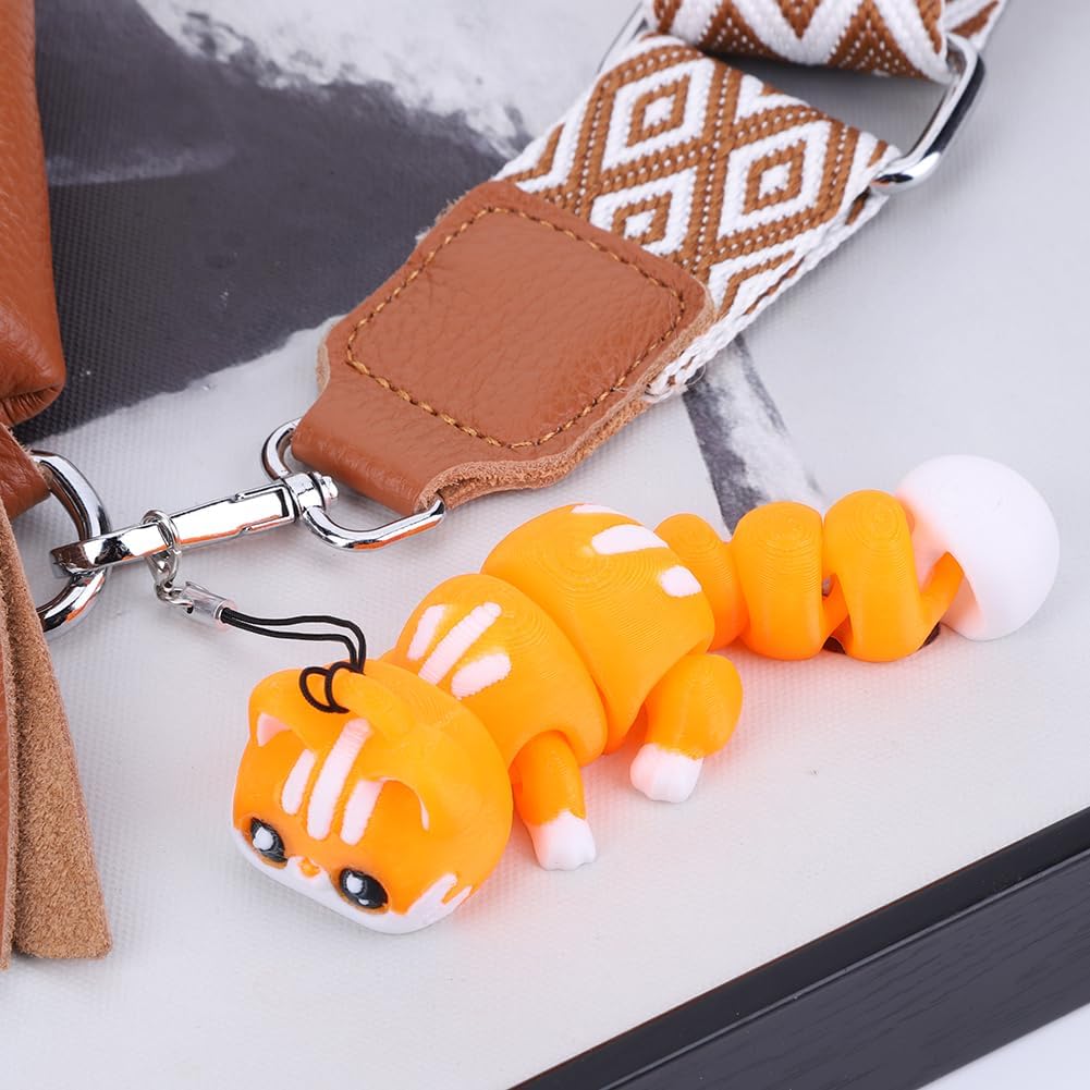 3D Printed Articulating Fox Sculpture,1PCS 3D Printed Animals Toy,Adorable Animal Figurine,Crystal Fox Fidget Toys,Adults Fidget Toys for Autism ADHD,Home Office Decor (Orange Cat), Small