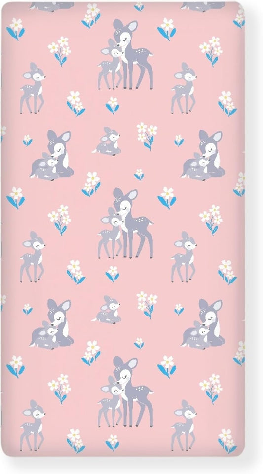 Cute Vintage Fawn Fitted Crib Sheet Animals Baby Crib Sheet Fit Standard Crib and Toddler Mattress,Crib Mattress Sheets for Boys Girls 28"x52"