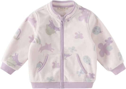 DAVE & BELLA Kids Printed Polar Fleece Jacket Toddler Baby Boys Girls Zip Up Long Sleeve Spring Fall Warm Outerwear Coat