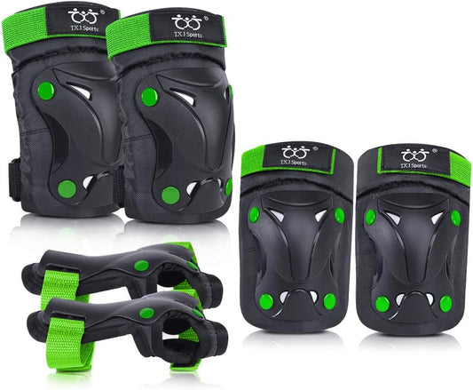 Kids/Youth Knee and Elbow Pads with Wrist Guards Protective Gear Set for Skating Skateboarding Cycling Biking Scooter and Multi Sports