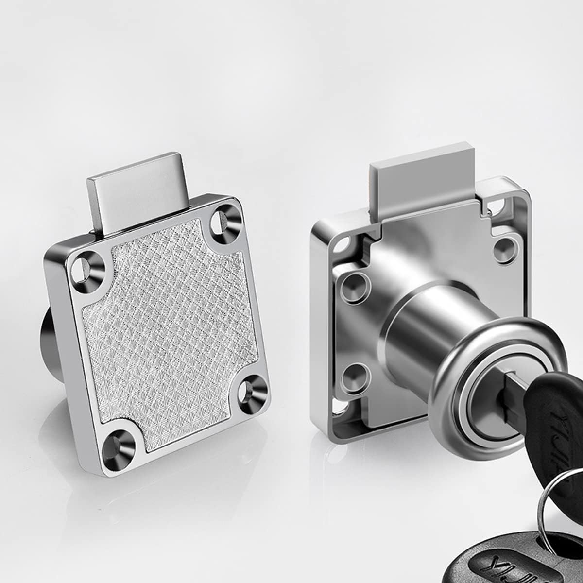 Cabinet Drawer Locks & Forstner Drill Bit (Drill Diameter 0.79"/20mm) Furniture Locker Locks Wardrobe Locks All Lock Keys are Independent Suitable for Door Panels 17-22 mm Thick. [Silver]