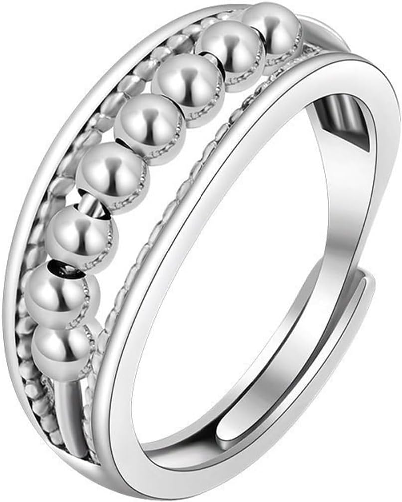 INFUSEU Funny Spinner Fidget Rings for Women Girls Anti Anxiety Stress Worry, Adjustable Size