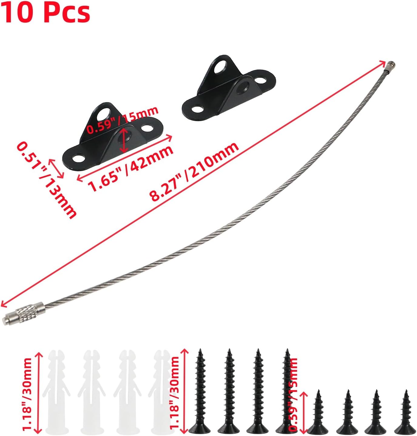 Oedema 10 Pcs Furniture Anchors Furniture Straps Anti Tip Furniture Anchor Securing Cabinet Bookcase Dresser Wall Anchors, Black