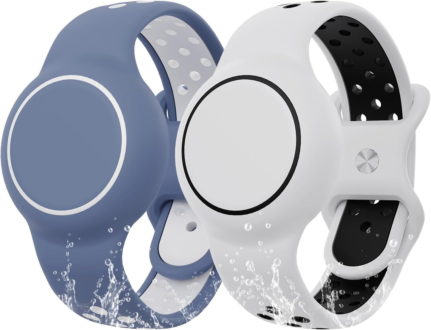 Waterproof Bracelet Compatible with AirTag for Kids (2 Pack), Protective Case GPS Tracker Holder for Child with Full Coverage Hidden Design, Soft Silicone Anti-Lost Wristband Cover for Toddler WBBW