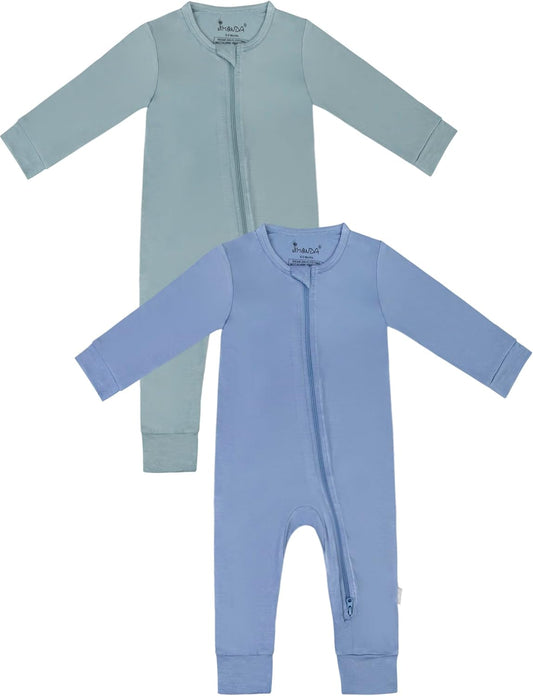 Jimonda Baby Romper Boys Girls Bamboo Pajamas 2-Way Zipper Footless Unisex Long Sleeve Sleepers Sleep and Play 0-24 Months