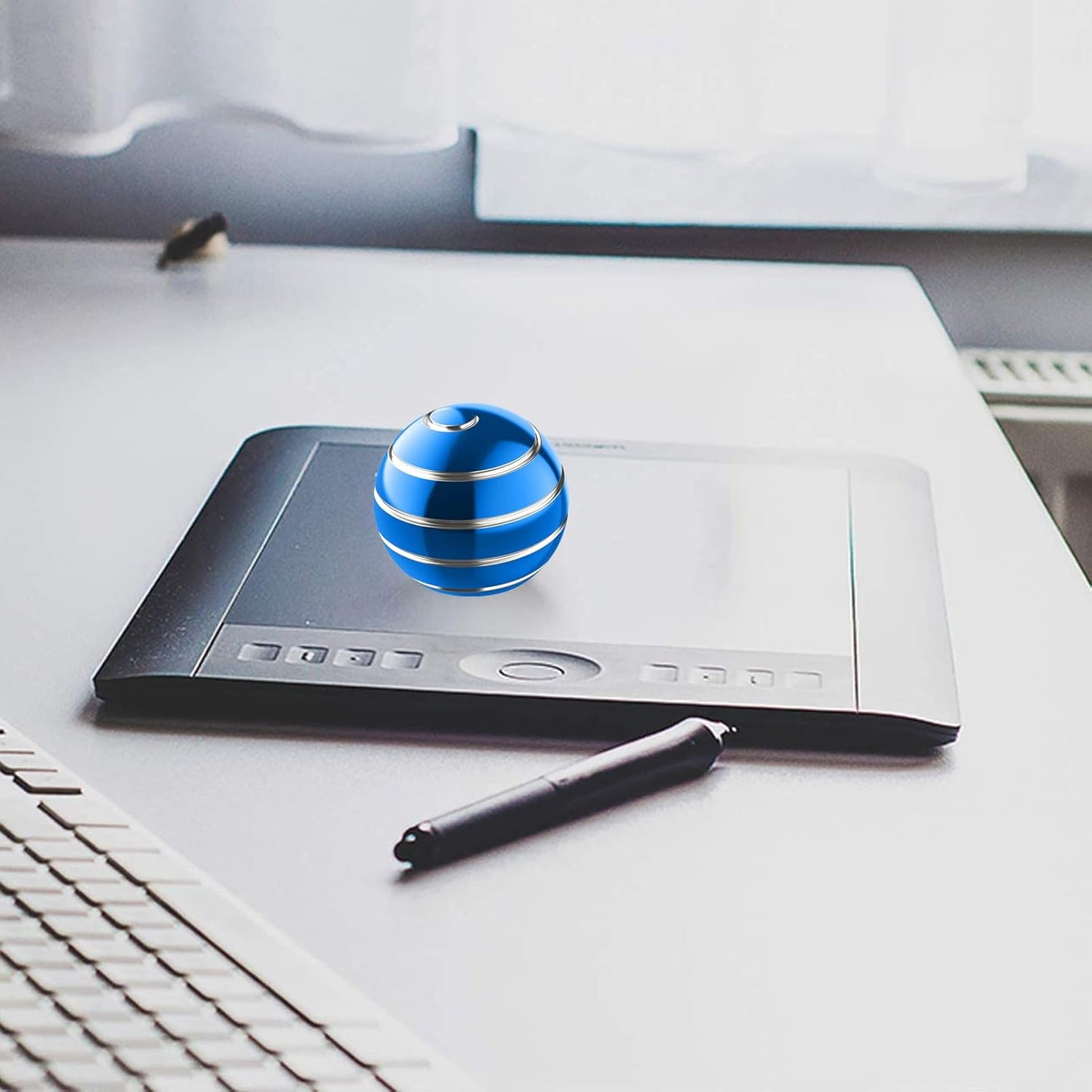 Kinetic Spinning Desk Toy Ball, 2.17'' Fidget Spinner Desk Toys for Office for Adults, Cool Gadgets for Office Desk (55MM, Blue A)