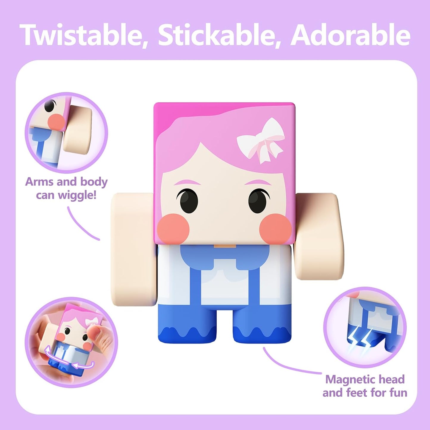 GobiDex 8PCS Magnetic Figures Playset Rotatable Animal & Character Toys for Kids, Toddlers Sensory Pretend Play Travel Toys Compatible with Magnet Blocks