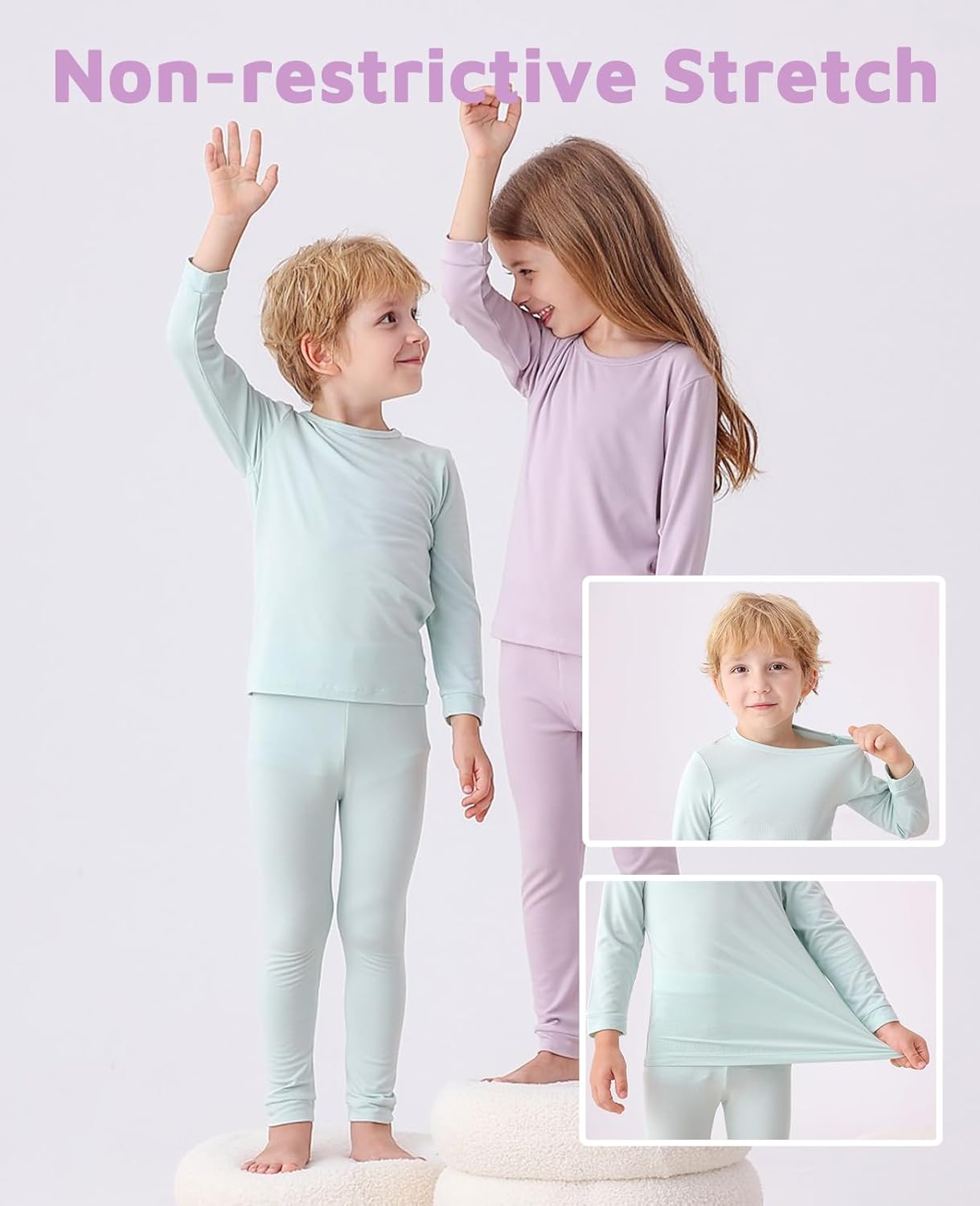 JunNeng Bamboo Viscose Pajamas for Toddler Baby, Boys Girls Solid Snug Fit Pajamas Long Sleeve Sleeper