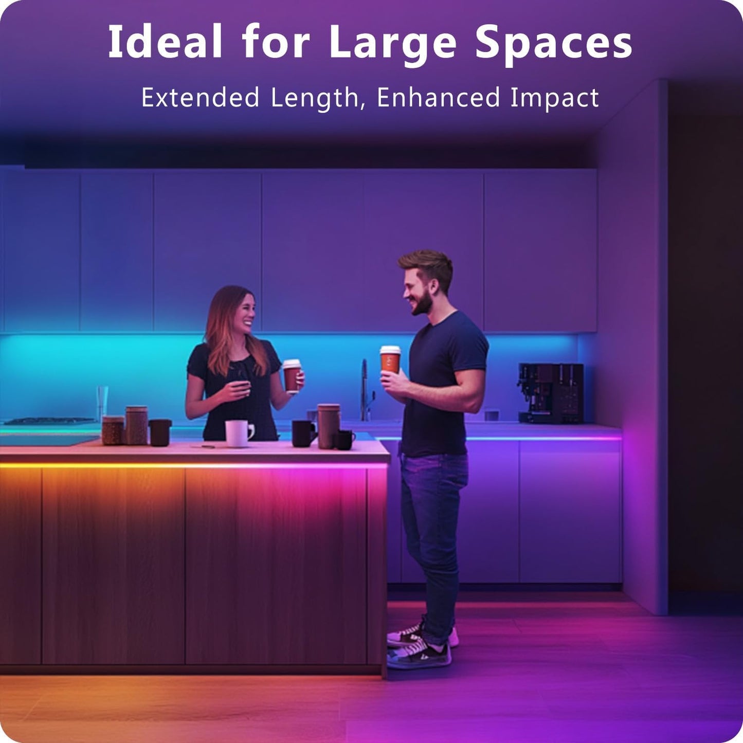 DAYBETTER LED Strip Lights 110ft, Smart Lighting Strips with App Remote Control, RGB Music Sync Color Changing Lights for Bedroom Kitchen Party Home Decor(1 Roll)