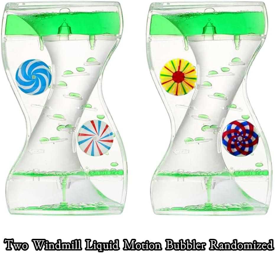 Liquid Motion Bubbler Timer 2 Pack Bubble Timers Hourglass Liquid Bubbler Oil and Water Sensory Toys ADHD Fidget Toy Anxiety Autism Toys Calm Relaxing Desk Toys