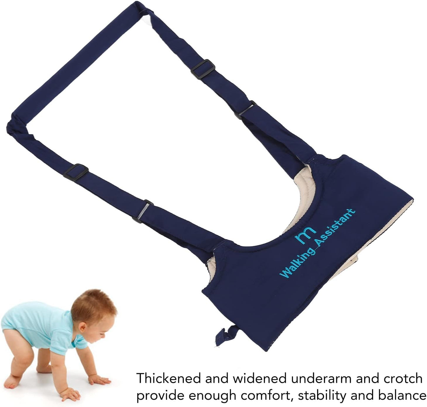 Baby Walking Harness, Skin Friendly, Relieve Back Pain, Adjustable, Handheld Kids Walker Helper, Toddler Leash, Nurse Sling, Harness (Navy Blue)