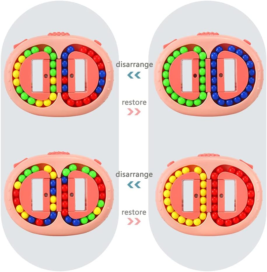 Rotating Magic Bean Cube Spinner Fidget Toys,Stress Relief Gifts Fidget Puzzles for Adults Kids,Anxiety Relief Learning & Education Toys,Double Flip Handheld Puzzle Cube Toys(White)