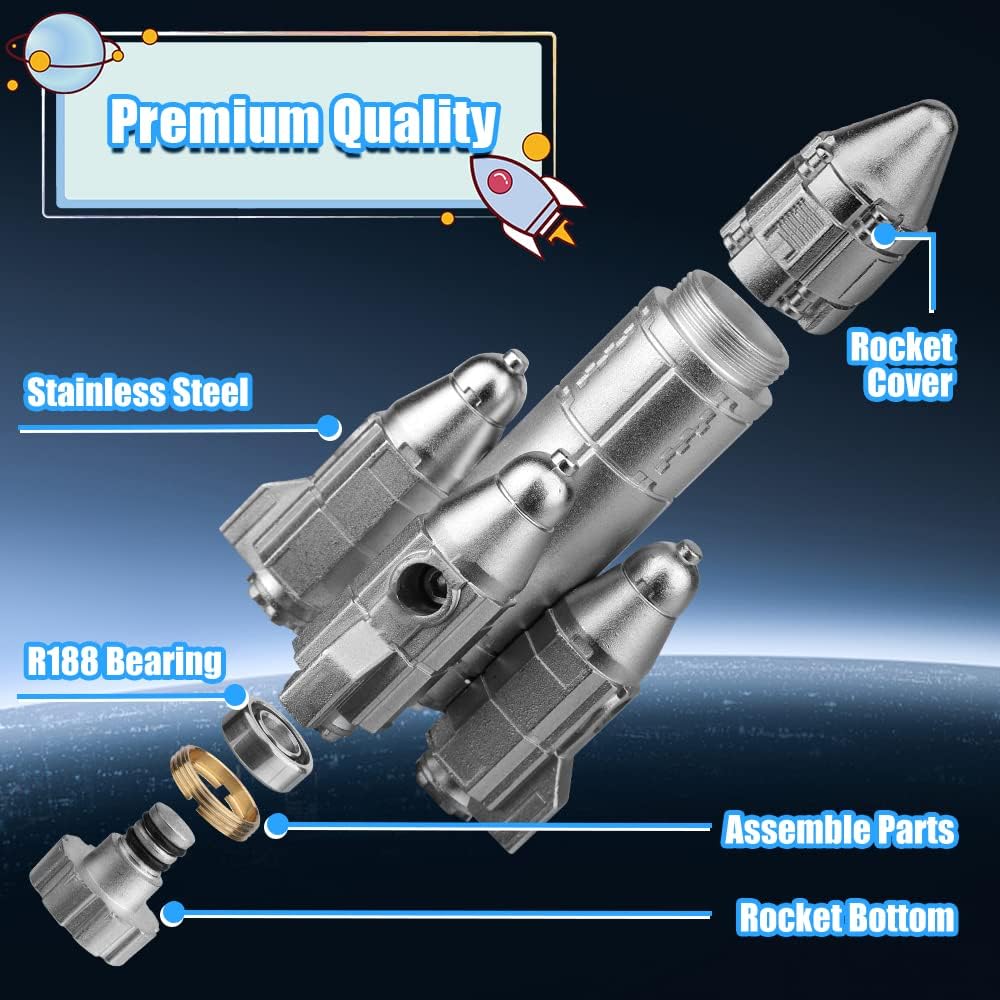 Cool Spaceship Fidget Spinner Toys for Kids Adults, Model Rocket Spinning Top Science Kit, Finger Fingertip Metal Sensory Fidgit Cube Block Office Kinetic Desk Motion Toy