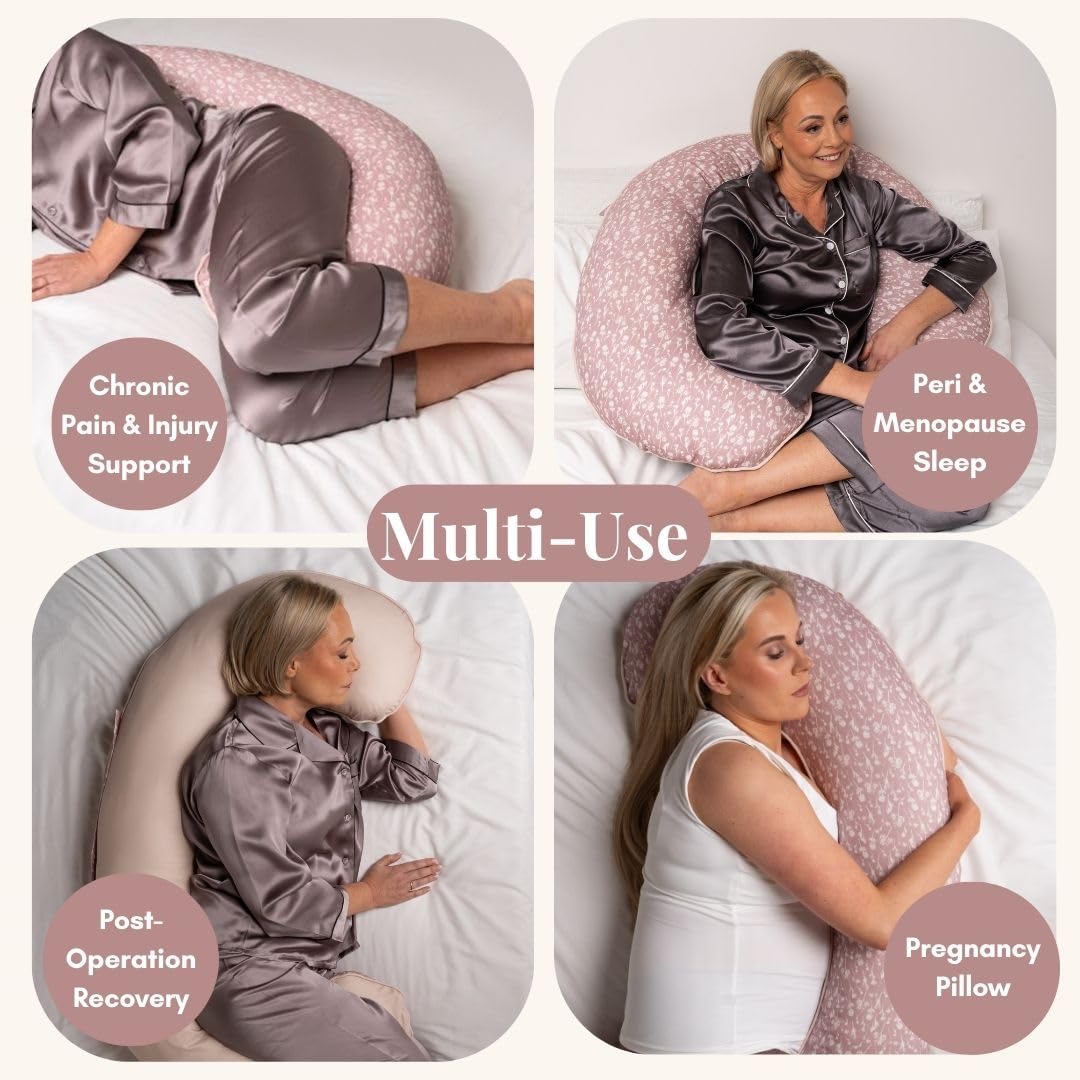 BellaMoon C Shaped Pregnancy Pillow for Sleeping (55 Inch) Maternity Body Pillow with Cooling Cover Soft Support for Women, Back, Legs, Belly C Pillow for Side Sleeping & Full Body Pillows for Adults