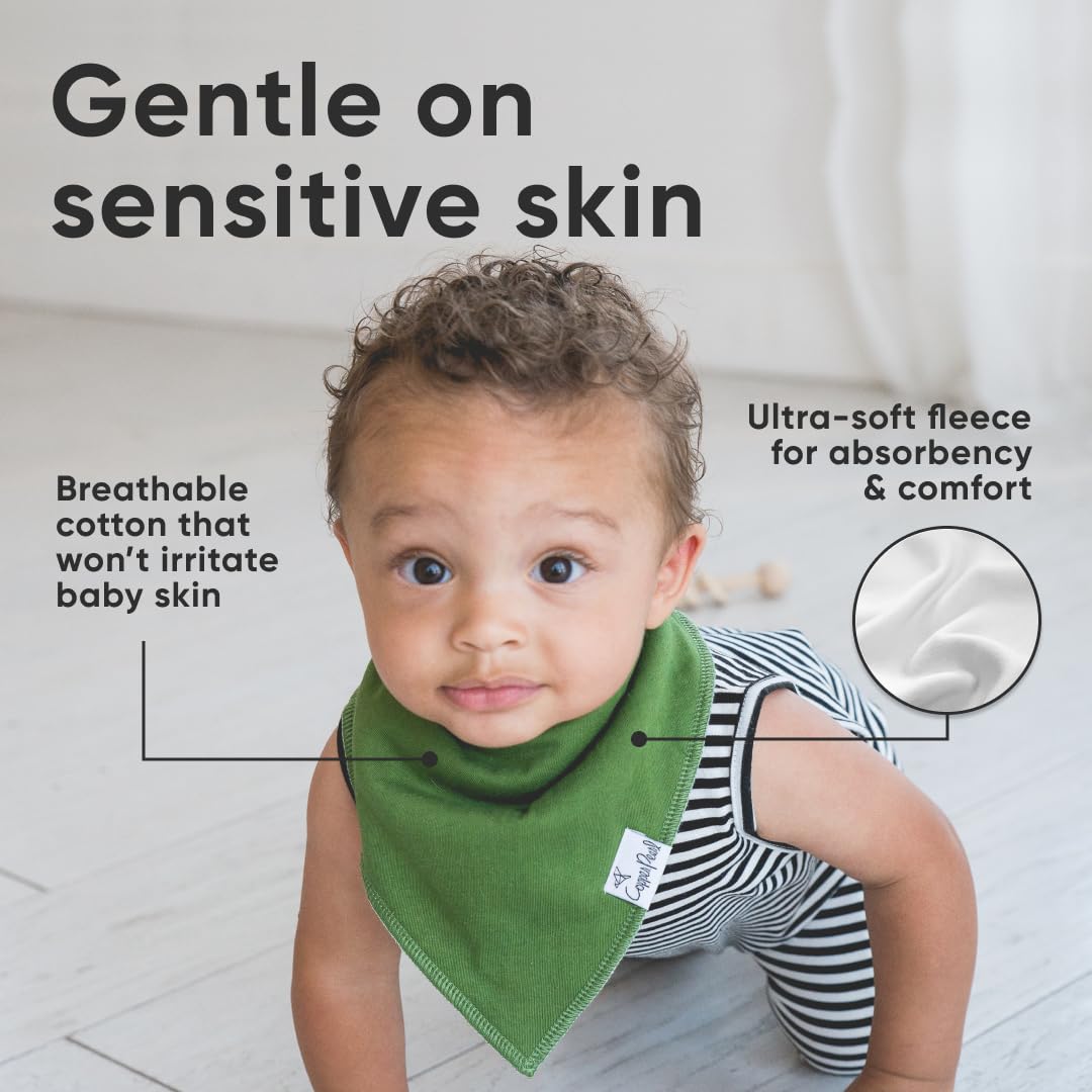 Copper Pearl 4 Pack Soft Cotton Baby Bibs for Drooling and Teething, Absorbent Drool Bibs for Baby Girl and Boy, Adjustable to Fit Newborns to Toddlers, Tons of Styles (Ridge)