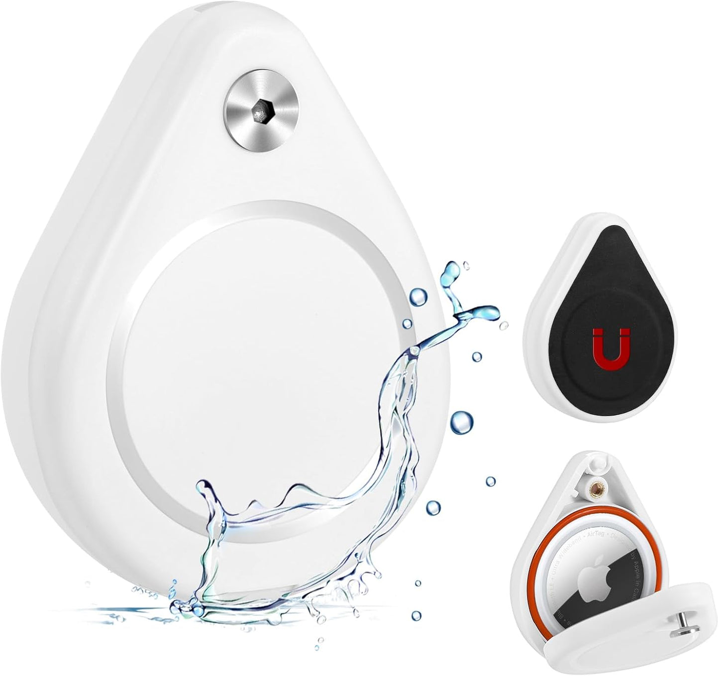 Ultra Magnetic AirTag Case-Waterproof AirTag Magnet Holder | The Secure Magnetic Lock AirTag Case, Discreet, Security Tool, AirTag Magnetic Case for Car, Truck, Skis and More(4pack,White)