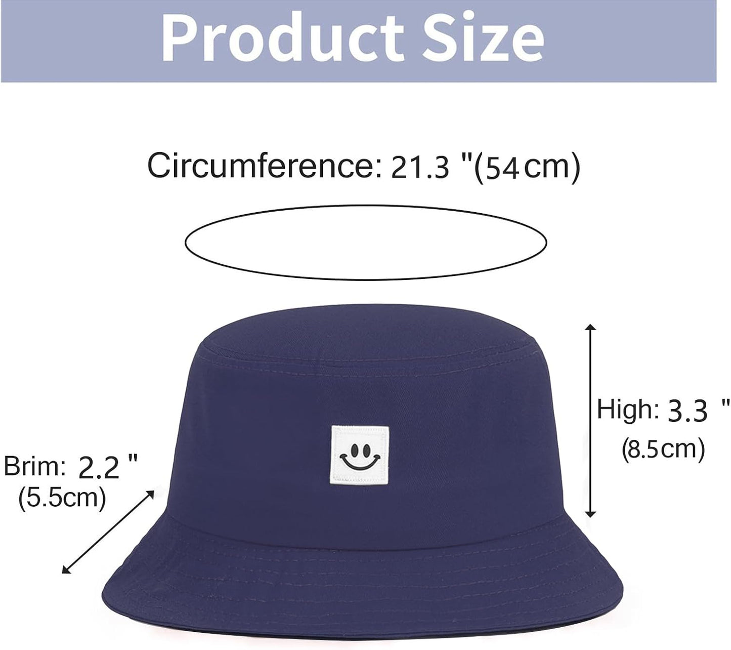 Kids Sun Hat Smile Face Bucket Hat for Girls Boys Summer Sun Protection Cotton Unisex Beach Cap