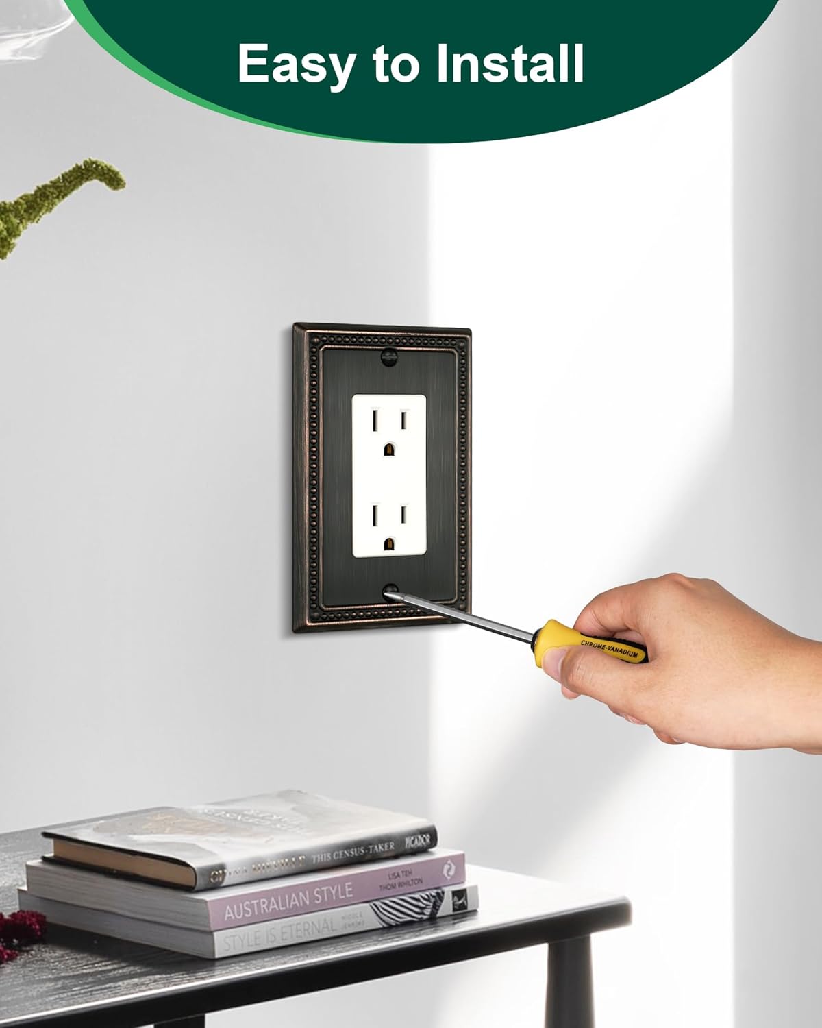 2-Pack Decorator Outlet Cover Plate, Decorative Switch Plates and Outlet Covers, Aged Bronze Metal Wall Plates for Electrical Outlets, Receptacle, GFCI Outlet, Dimmer Switch