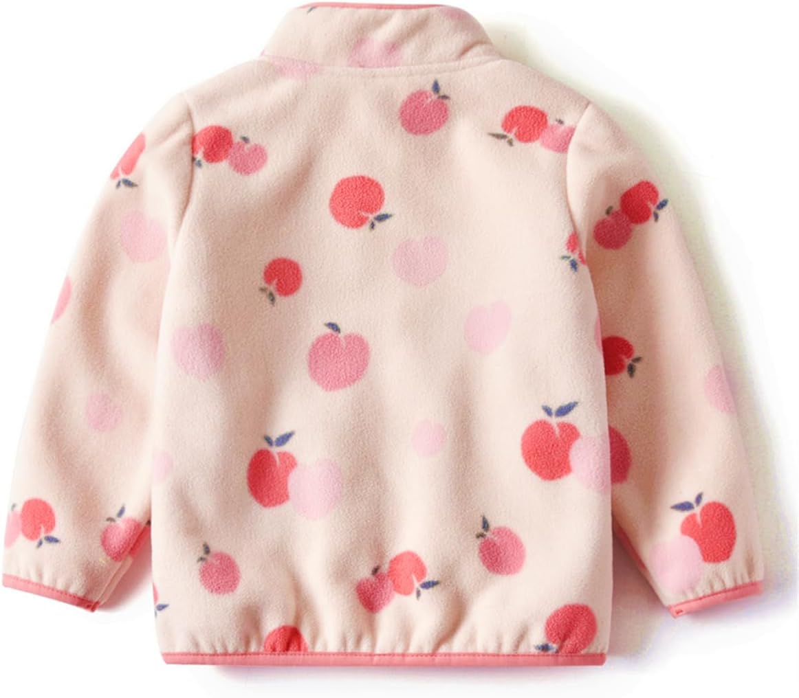 Kids Printed Polar Fleece Jacket Toddler Baby Boys Girls Autumn Winter Warm Sherpa Lining Outerwear Soft Lightweight