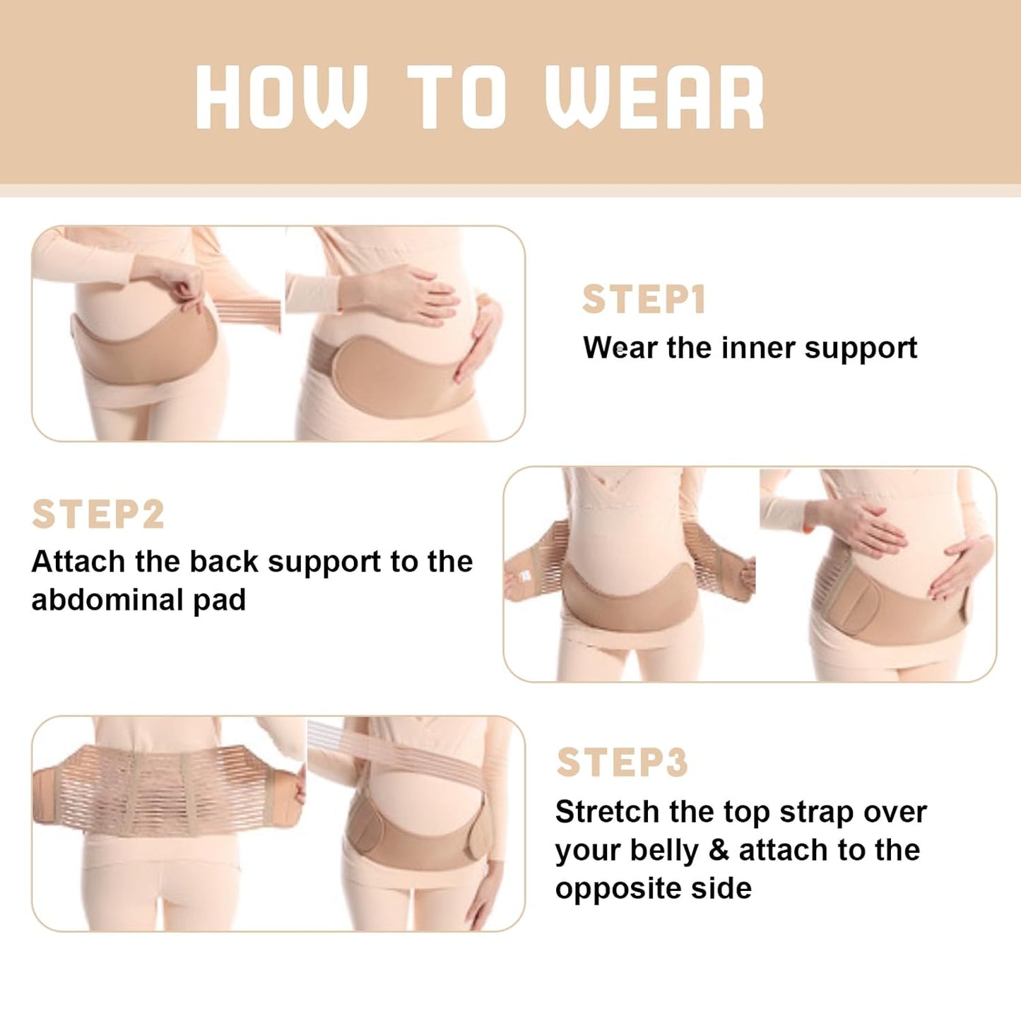 Maternity Belly Band for Pregnant Women, Maternity Belt, Pregnancy Belly Support Band for Abdomen,Breathable and Adjustable Belly Brace, Relieve Waist and Back Pain (Large)