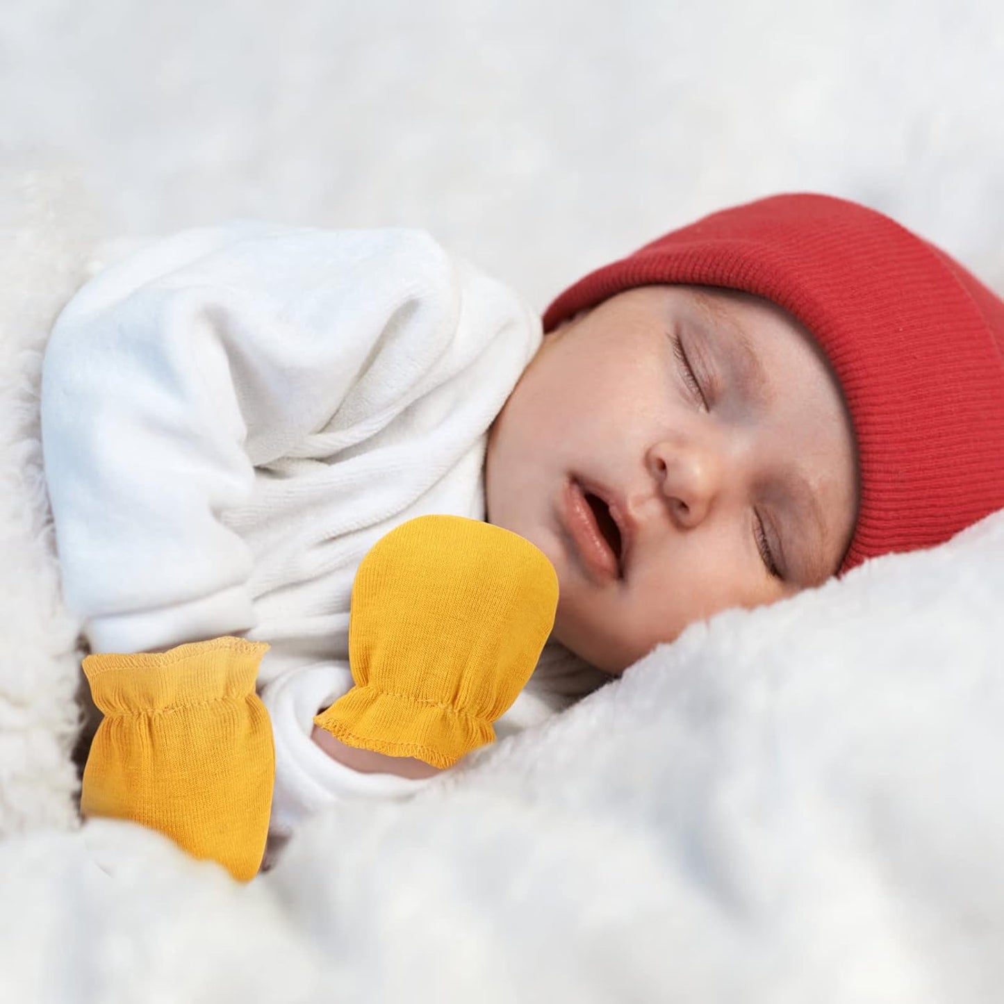 BQUBO Newborn Infant Toddler Mittens No Scratch Cotton Elastic Wrist Gloves Hypoallergenic for 0-6 Months Baby Boys Girls