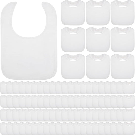 Toulite 20 Pcs White Bibs for Baby Washable Reusable Waterproof Cotton Feeder Bibs with Double Sided Design