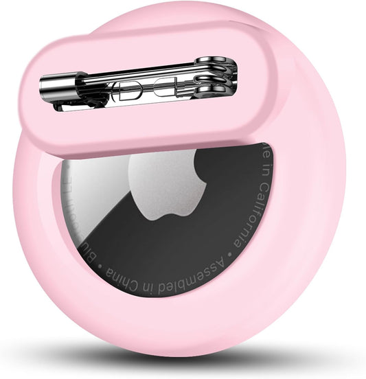 Tracker Holder for AirTag with Pin, Safe Hidden Lightweight GPS Tracker for Kids Compatible with Apple Air Tags for Child, Elderly, Pets Collar, Shoes (Light Pink, 1 Pack)