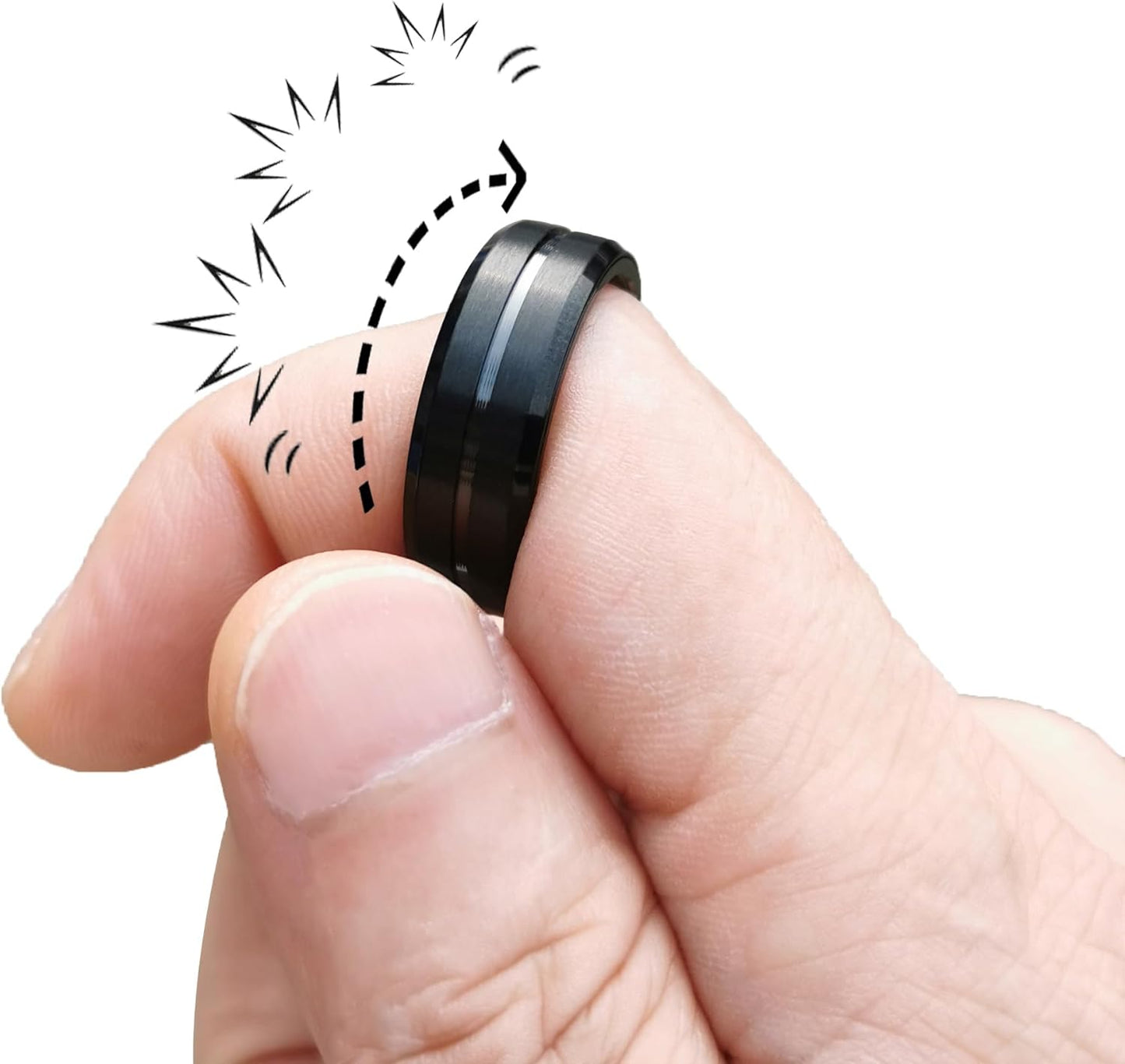 EDC Fidget Slider Fidget Toy Adult Stress Relief Metal Ratchet Ring Jewelry ADHD Recreational Fidget Toy Tactile Coin (Black, 9)