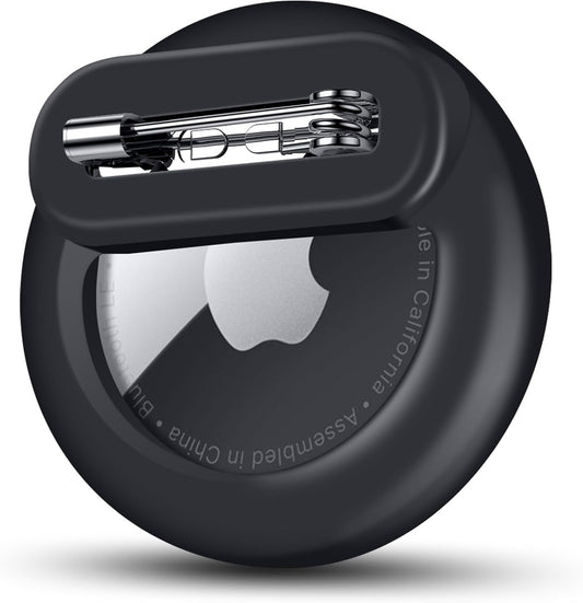 Tracker Holder for AirTag with Pin, Safe Hidden Lightweight GPS Tracker for Kids Compatible with Apple Air Tags for Child, Elderly, Pets Collar, Shoes (Black, 1 Pack)