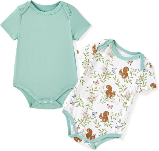 PATPAT Baby Bodysuits Supersoft Bamboo Viscose - Short Sleeve Boys and Girls - Newborn Infant Unisex Clothes Pack